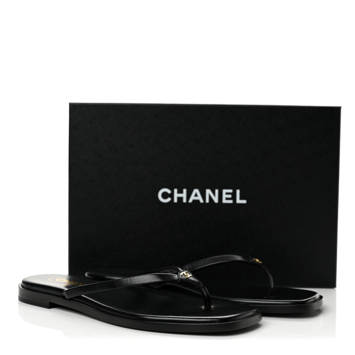 Chanel Goatskin CC Times Square Thong Sandals 39 Black 10 of 10