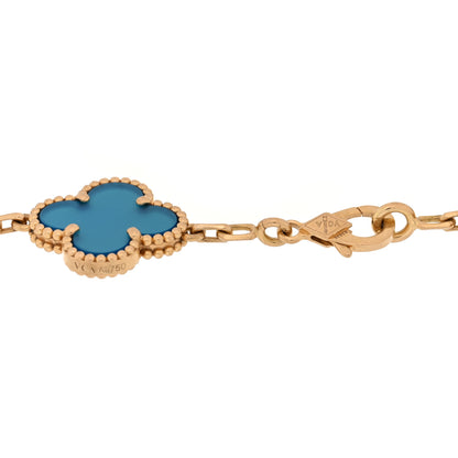 Van Cleef & Arpels 18K Yellow Gold Blue Agate 5 Motifs Vintage Alhambra Bracelet 3 of 3