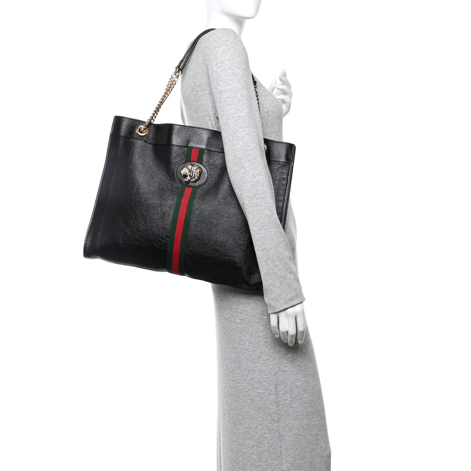 Gucci Calfskin Large Rajah Chain Tote Black 1845072 – FASHIONPHILE