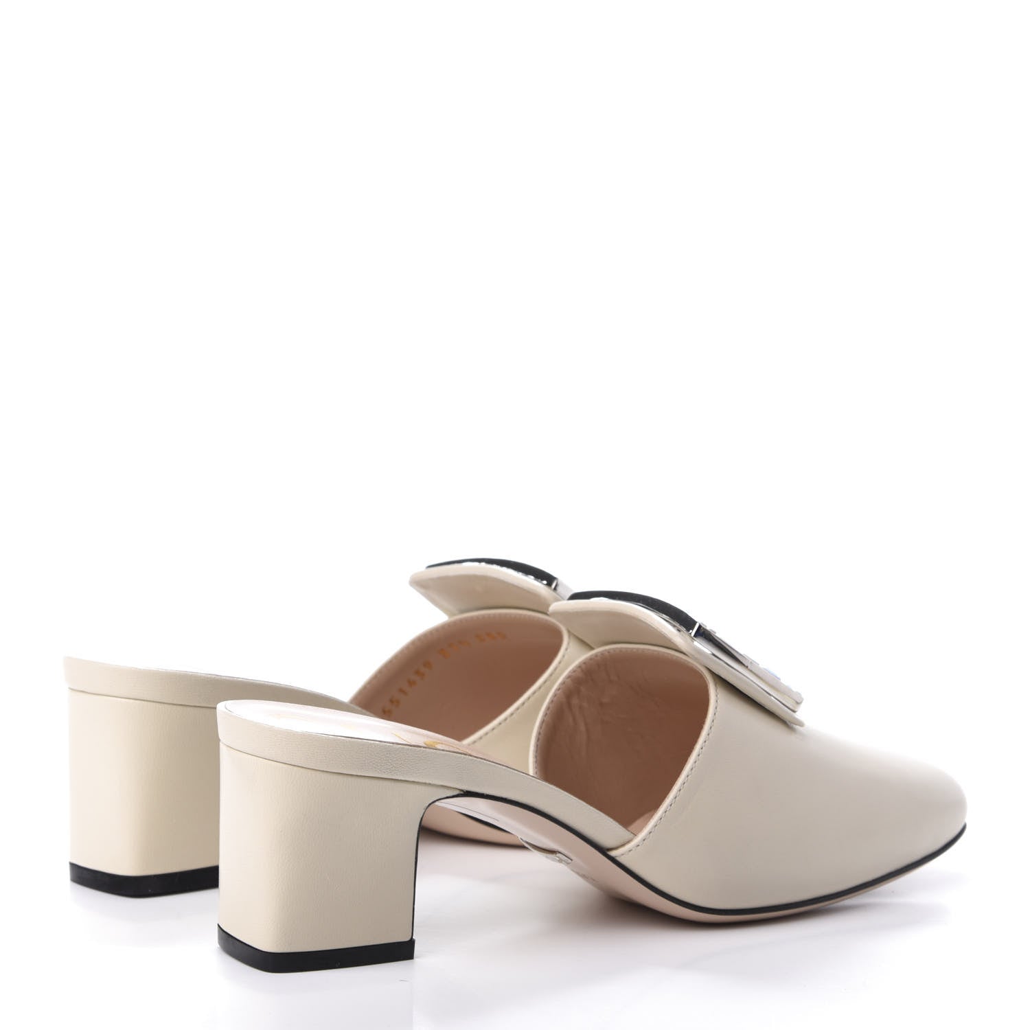 Gucci Malaga Kid Crystal Square G Madelyn Mules 37.5 Vintage White 4 of 9