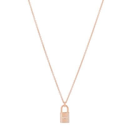 Hermes 18K Rose Gold Diamond Amulettes Cadenas Pendant Necklace 1 of 5