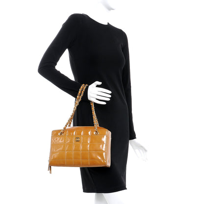 Chanel Patent Square Stitch Shoulder Bag Beige 2 of 12
