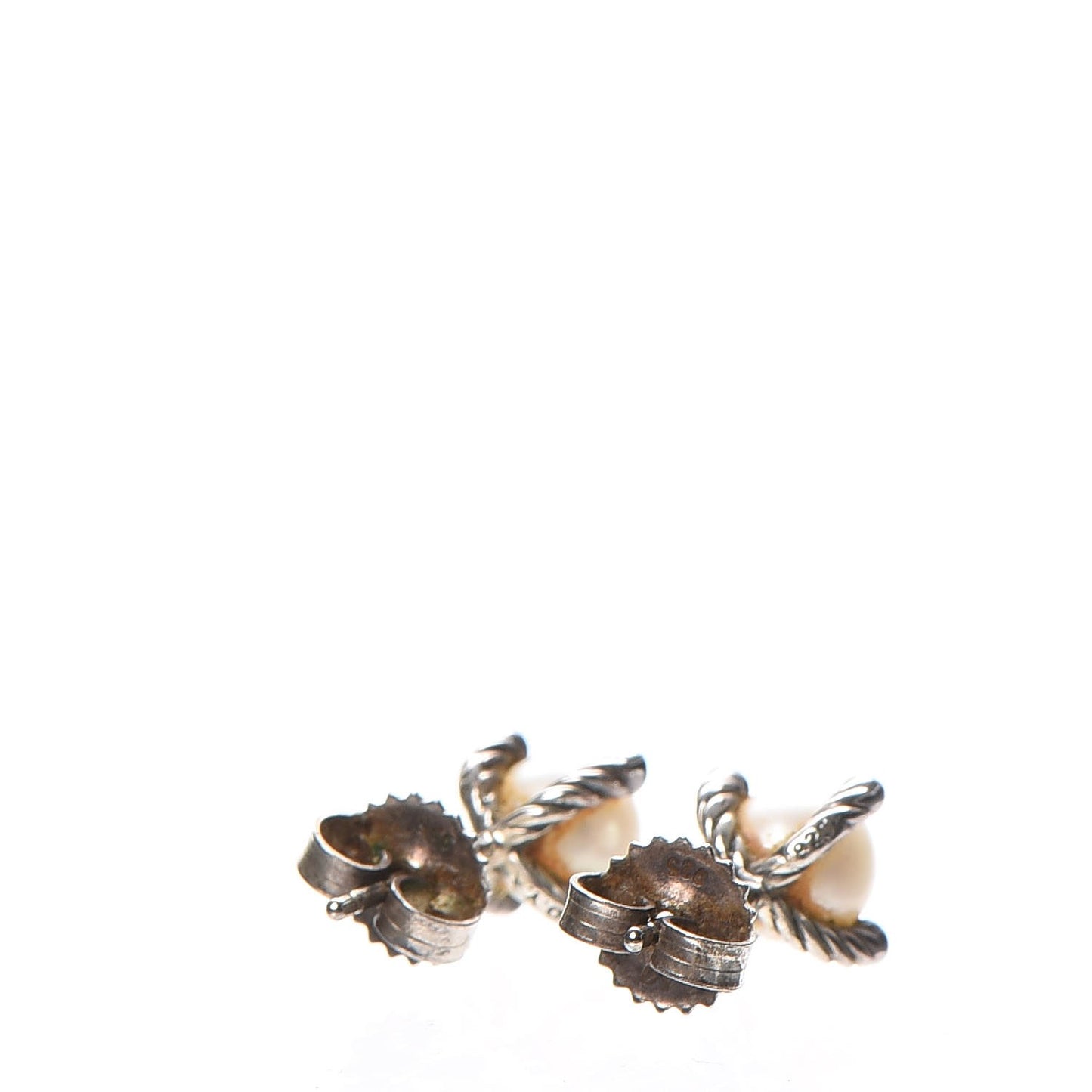 Sterling Silver Diamond Pearl 7mm Earrings