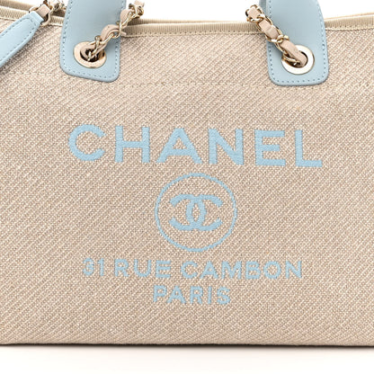 Chanel Mixed Fibers Calfskin Small Deauville Tote Grey Light Blue 8 of 11
