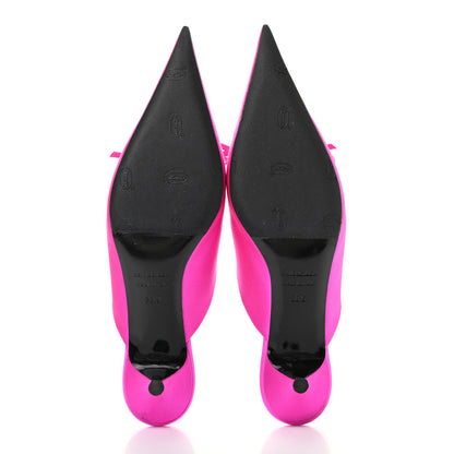 Balenciaga Satin Pointed Toe Knife 40mm Mules 38.5 Rose Fuchsia 5 of 11