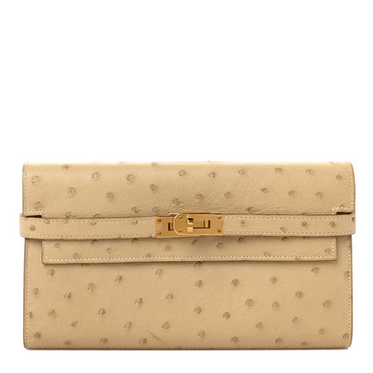 Hermes Ostrich Kelly Longue Wallet Trench 1 of 9