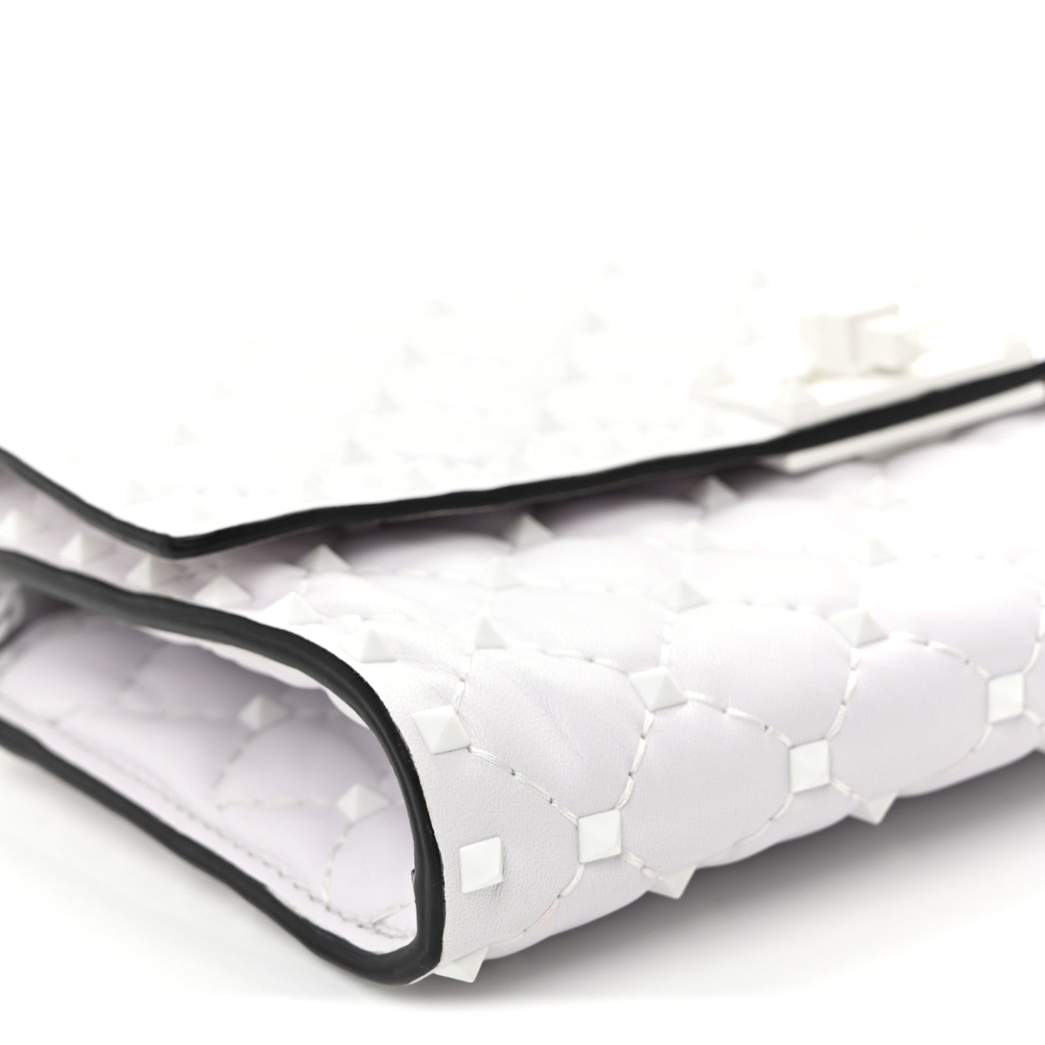 Valentino Garavani Lambskin Free Rockstud Spike Wallet on Chain Optic White 8 of 10