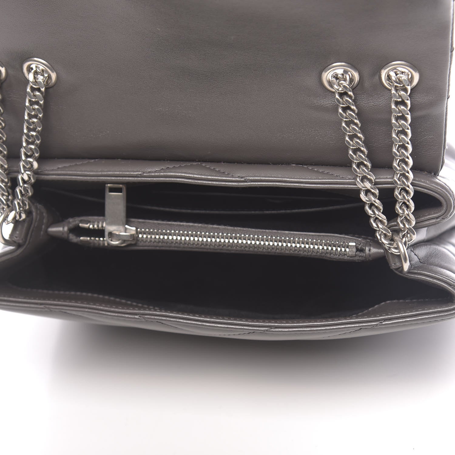 Saint Laurent Calfskin Y Quilted Monogram Small Loulou Chain Satchel Asphalt 5 of 9