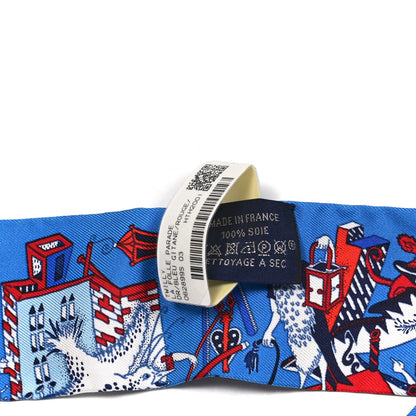 Hermes Silk La Folle Parade Twilly Bleu Gitane Rouge 4 of 4