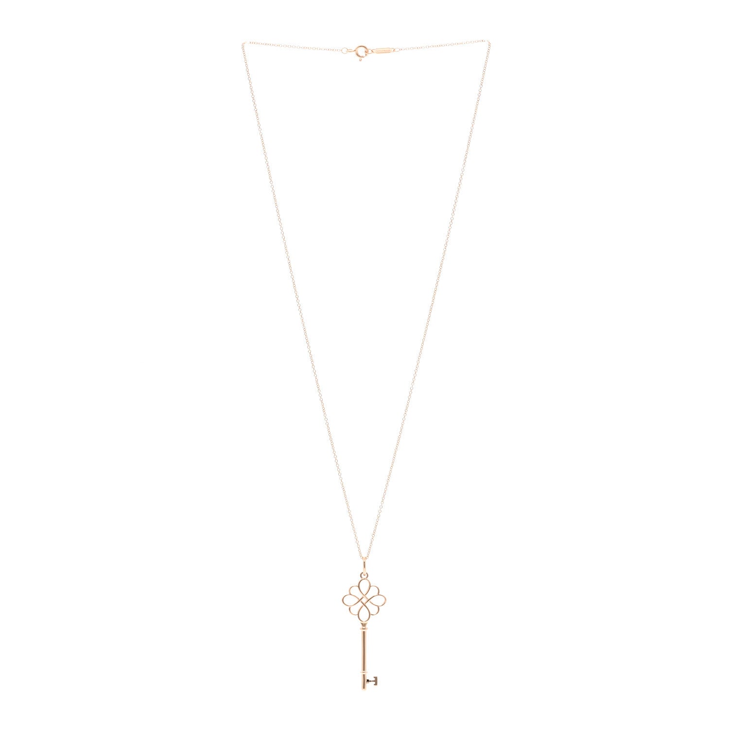 Tiffany 18K Rose Gold Knot Key Pendant Necklace 2 of 5