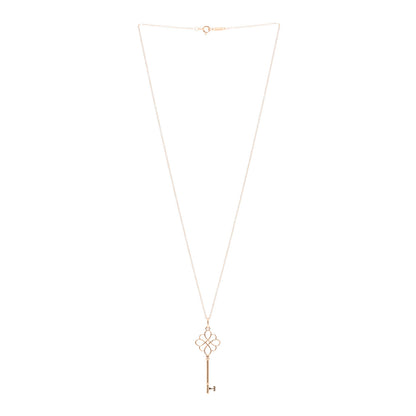 Tiffany 18K Rose Gold Knot Key Pendant Necklace 2 of 5