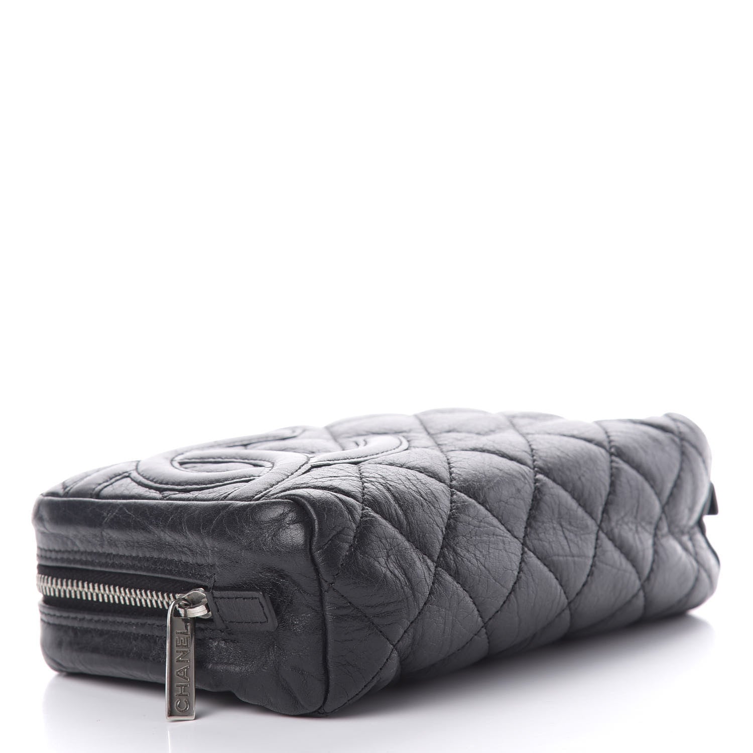 Chanel Aged Calfskin Quilted Cambon Cosmetic Case Black 4 of 8