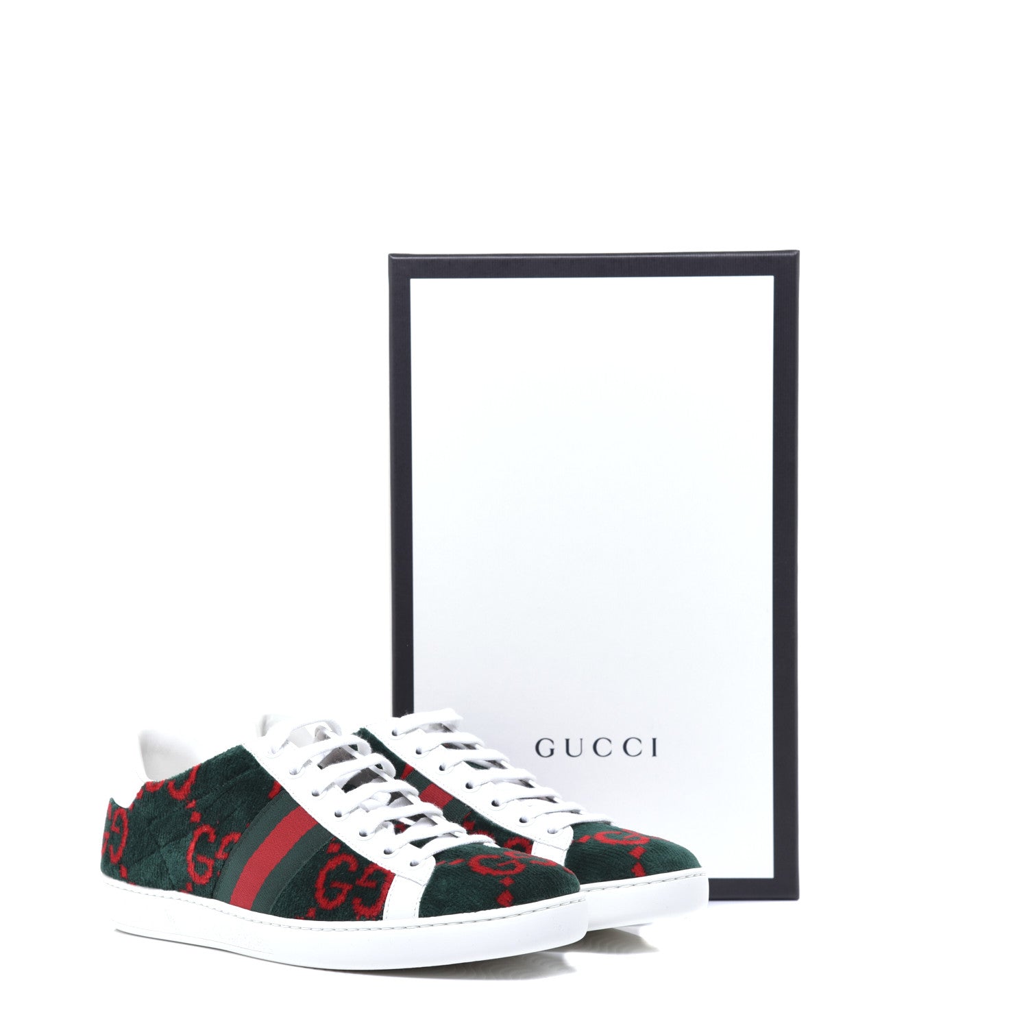 Gucci Terry Cloth GG Monogram Web Womens Ace Sneakers 39 Green Red 10 of 10