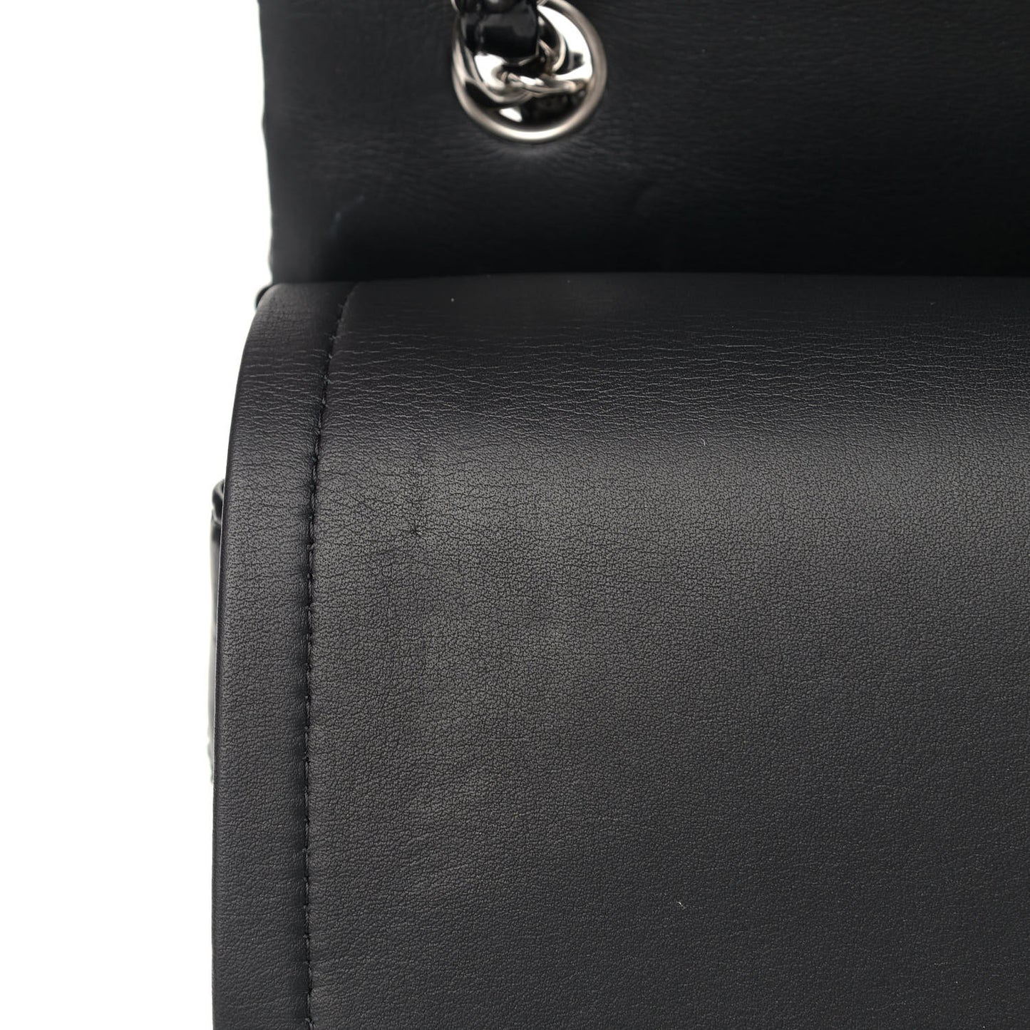 Patent Quilted Jumbo Double Flap Black