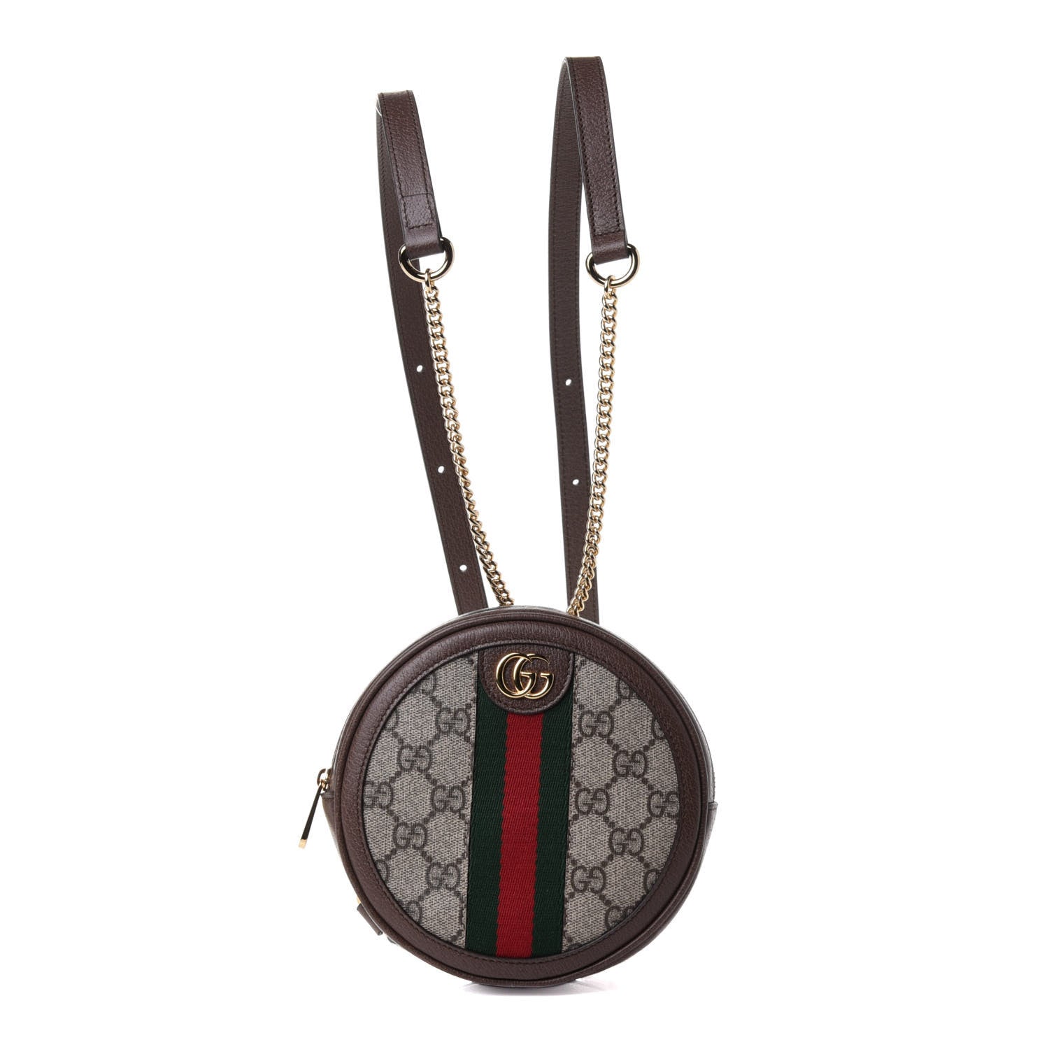 Gucci GG Supreme Monogram Web Mini Ophidia Round Backpack Brown 1 of 4