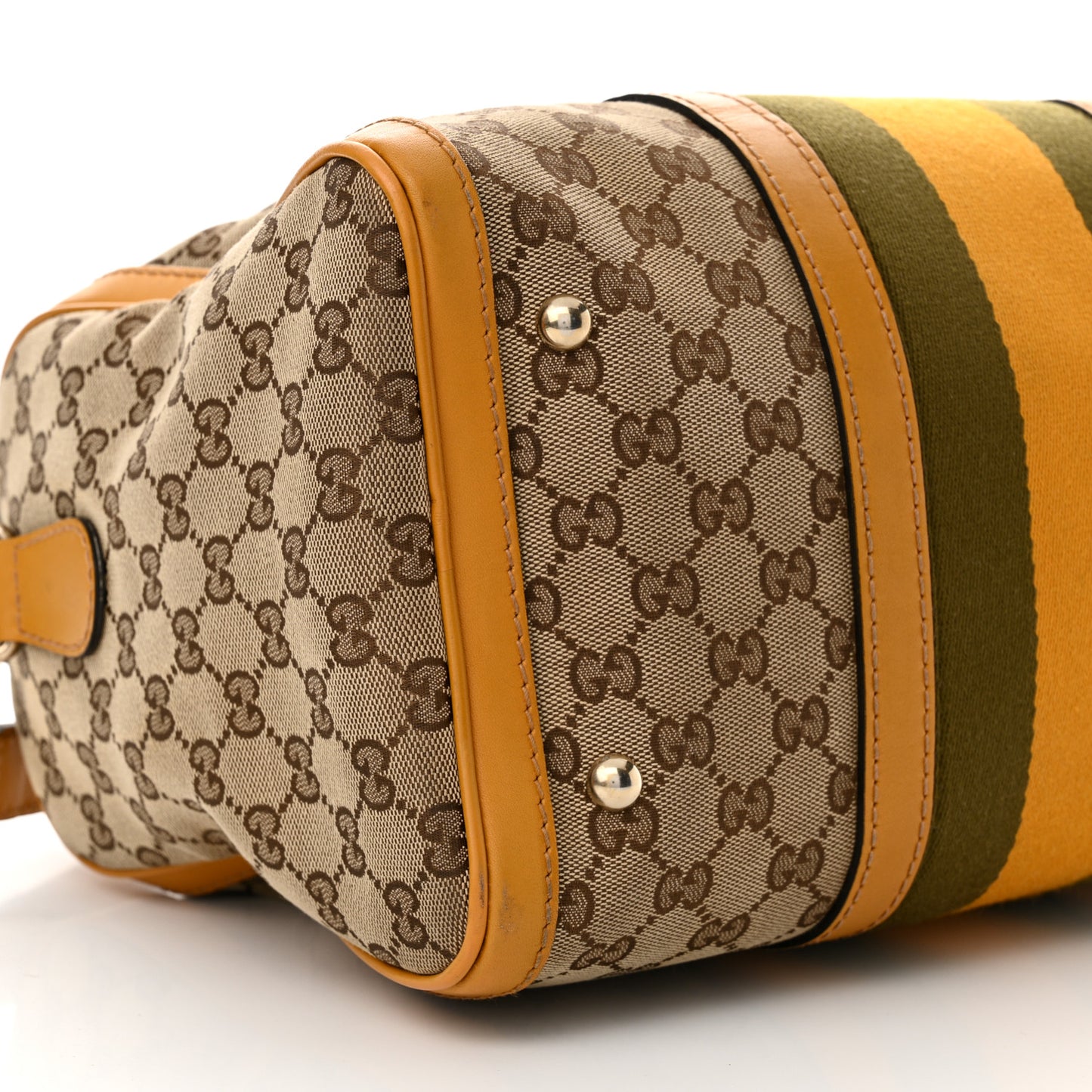 Monogram Selleria Calfskin Vintage Web Medium Boston Beige Ebony Yellow