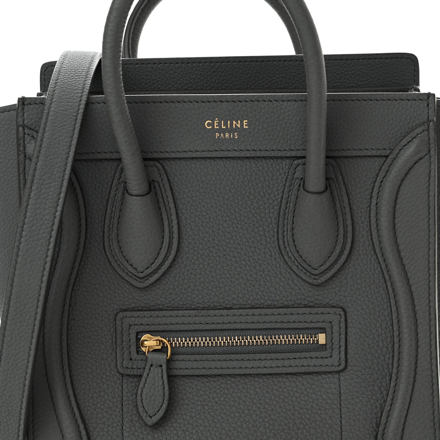 Drummed Calfskin Nano Luggage Kohl