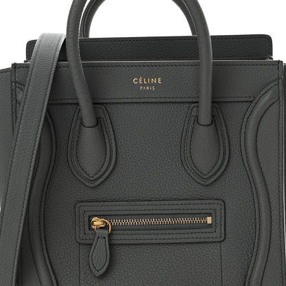 Celine Drummed Calfskin Nano Luggage Kohl 8 of 11
