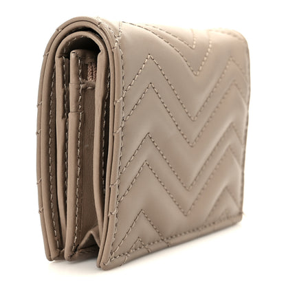 Gucci Calfskin Matelasse GG Marmont Card Case Wallet Taupe 3 of 12