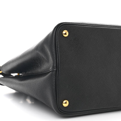 Prada Saffiano Cuir Medium Double Bag Black Mughetto 10 of 11