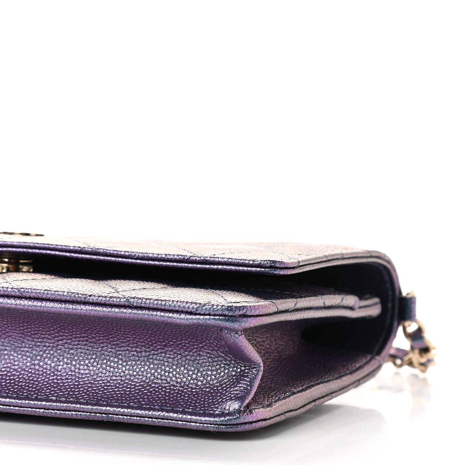 Chanel Iridescent Caviar Quilted Wallet On Chain WOC Dark Blue 9 of 9