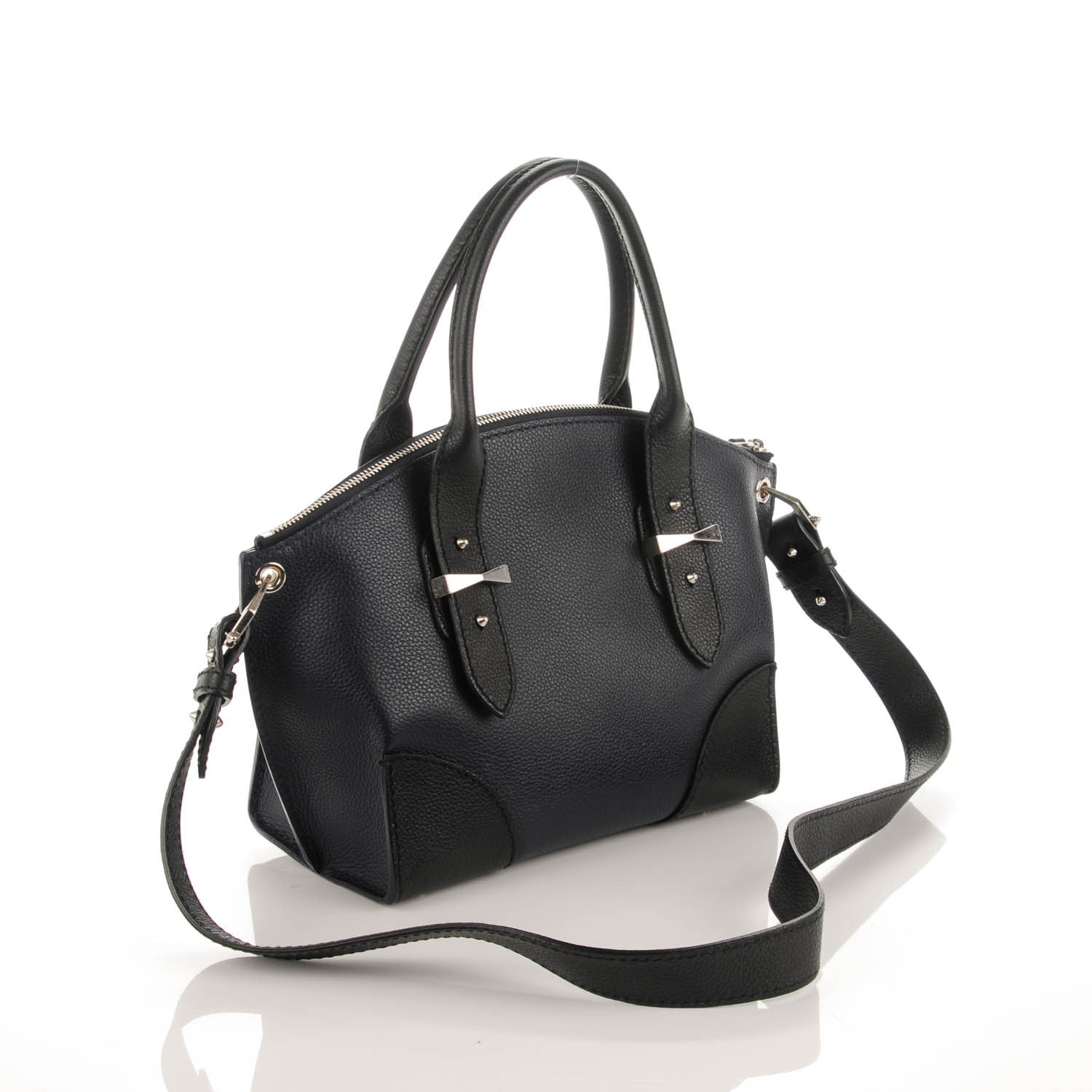 Alexander McQueen Grained Calfskin Small Bi-Color Legend Satchel Navy Black 3 of 8