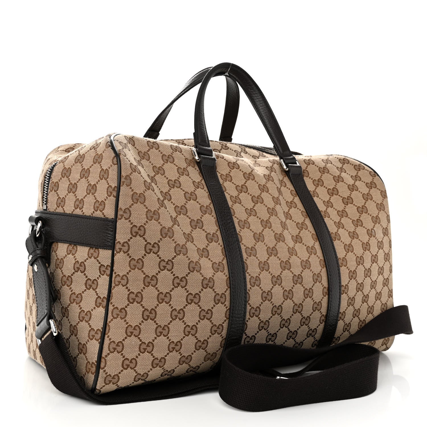 Gucci Monogram Dollar Calfskin Boston Duffle Bag Beige Ebony Testa di Moro Marrone Scuro 3 of 11