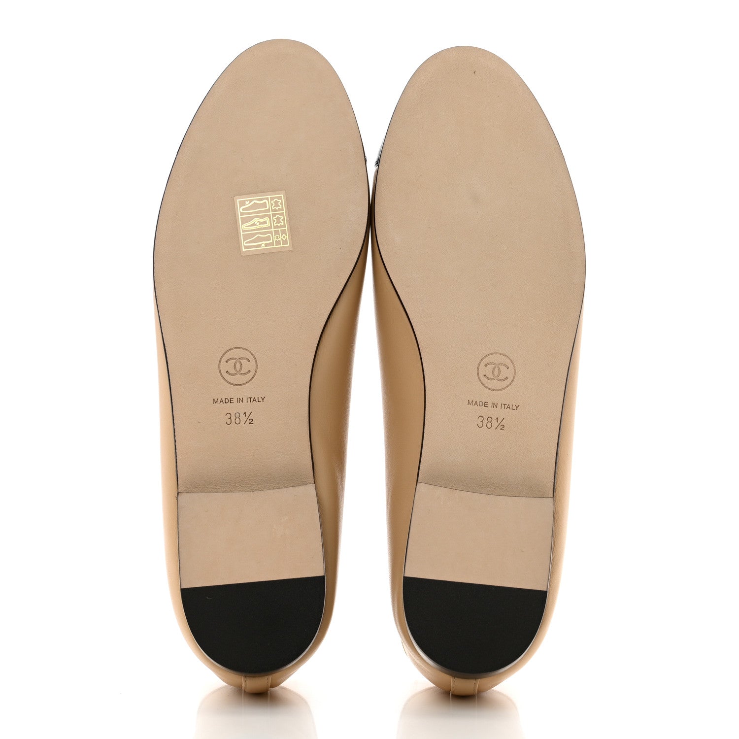 Chanel Lambskin Cap Toe CC Ballerina Flats 38.5 Beige Black 5 of 9