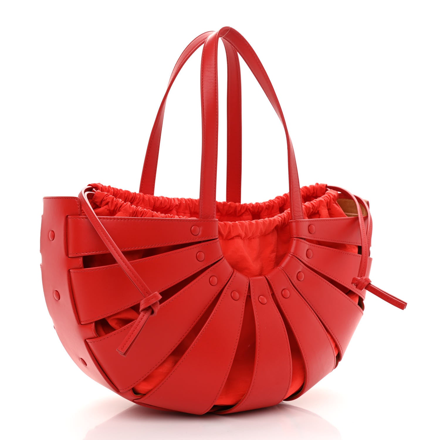 Bottega Veneta French Calfskin Shell Bag Chili Tomato 4 of 10