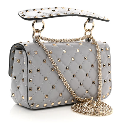 Valentino Garavani Lambskin Small Rockstud Spike Shoulder Bag Pastel Grey 2 of 7