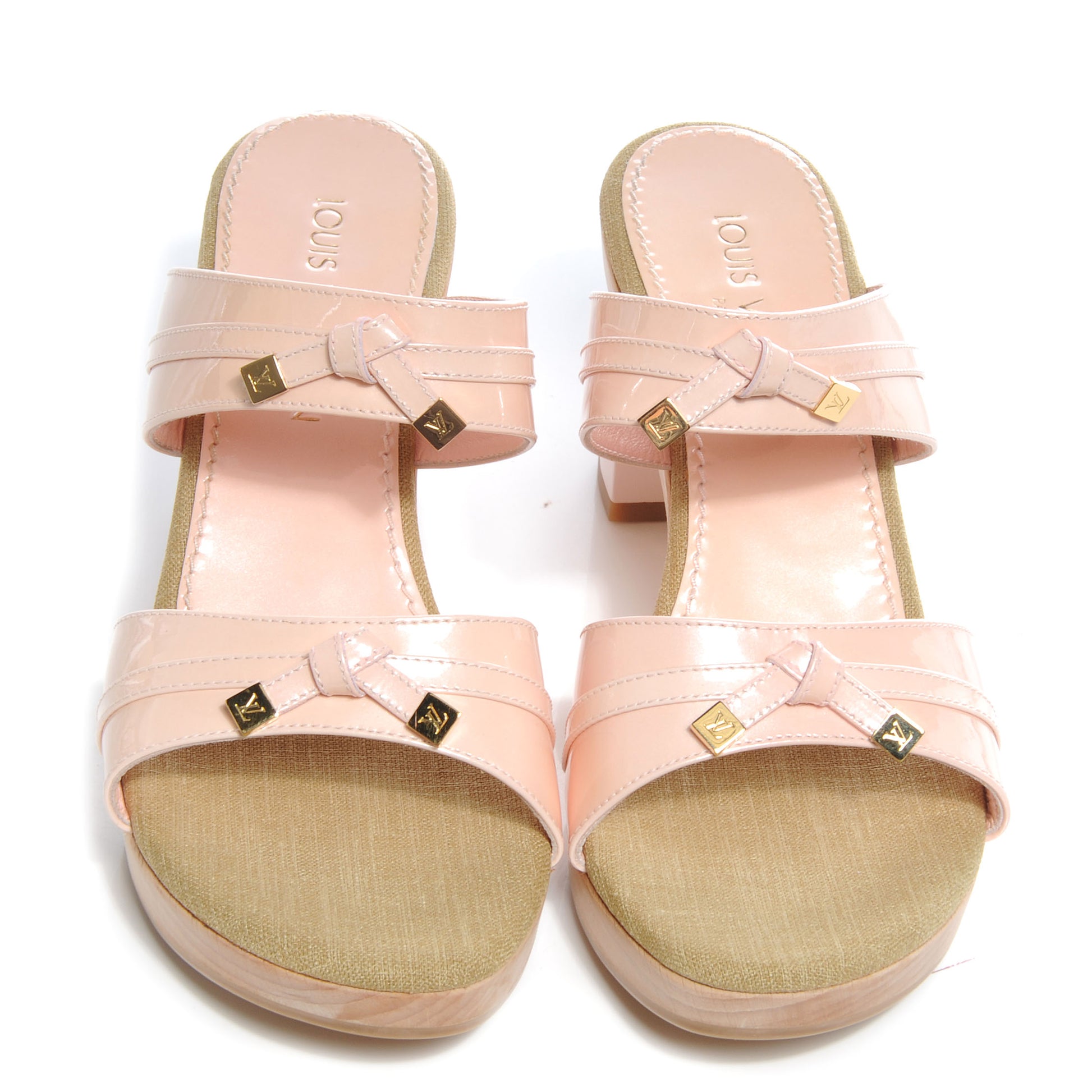 Louis Vuitton Patent Open Toe Mules 39.5 Marshmallow 2 of 8