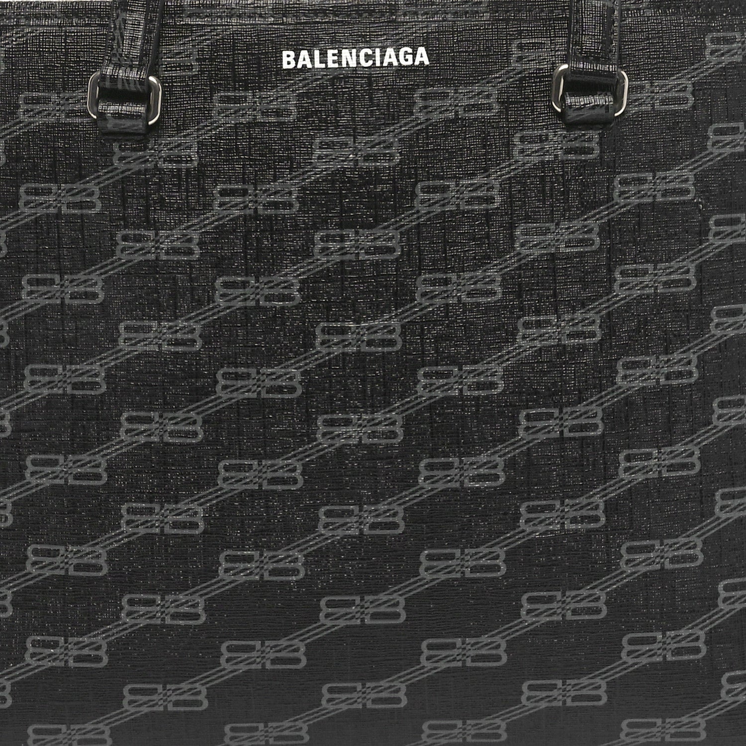 Balenciaga Coated Canvas BB Monogram Medium Signature East West Shopper Bag Black Grey 8 of 11