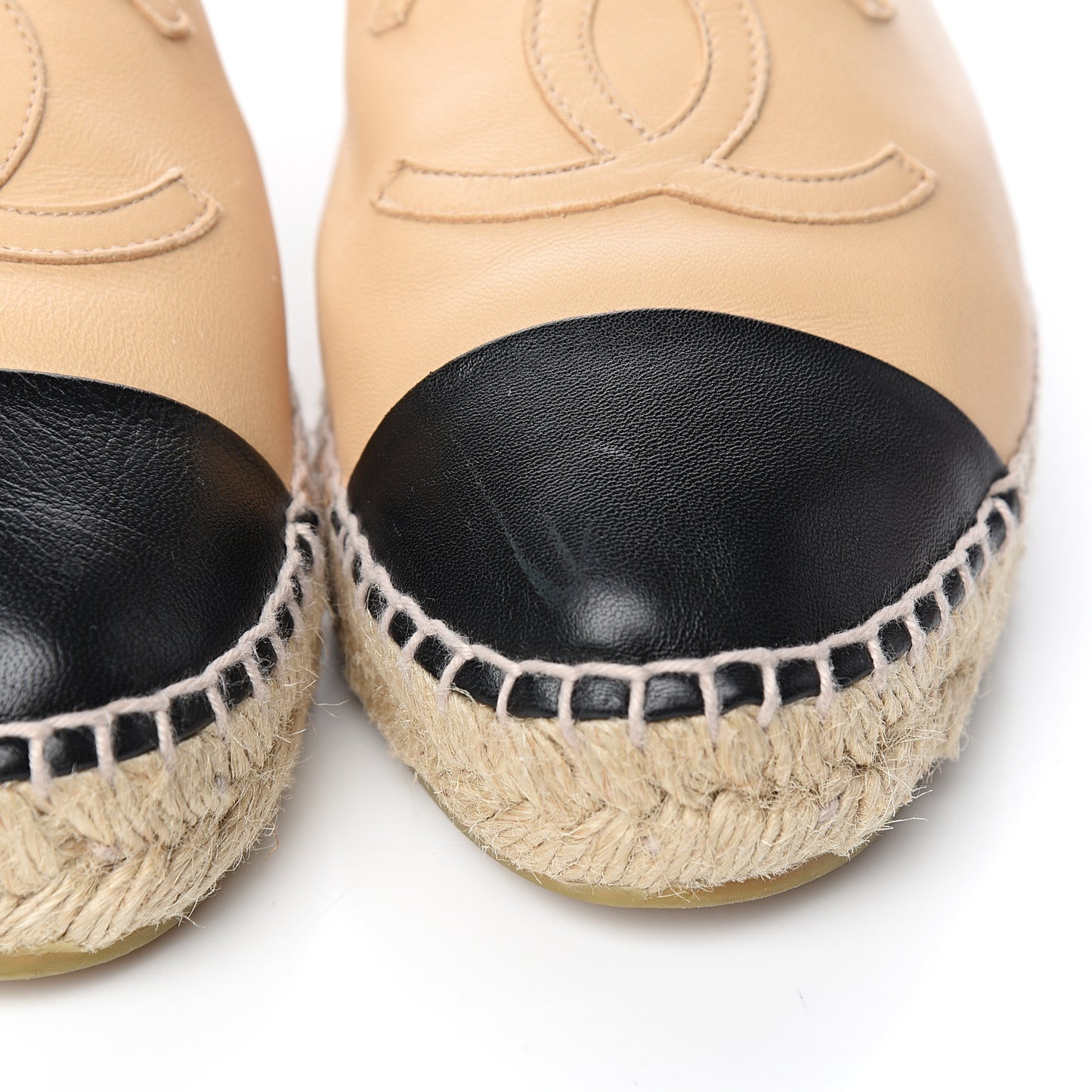 Lambskin CC Espadrilles 38 Beige Black