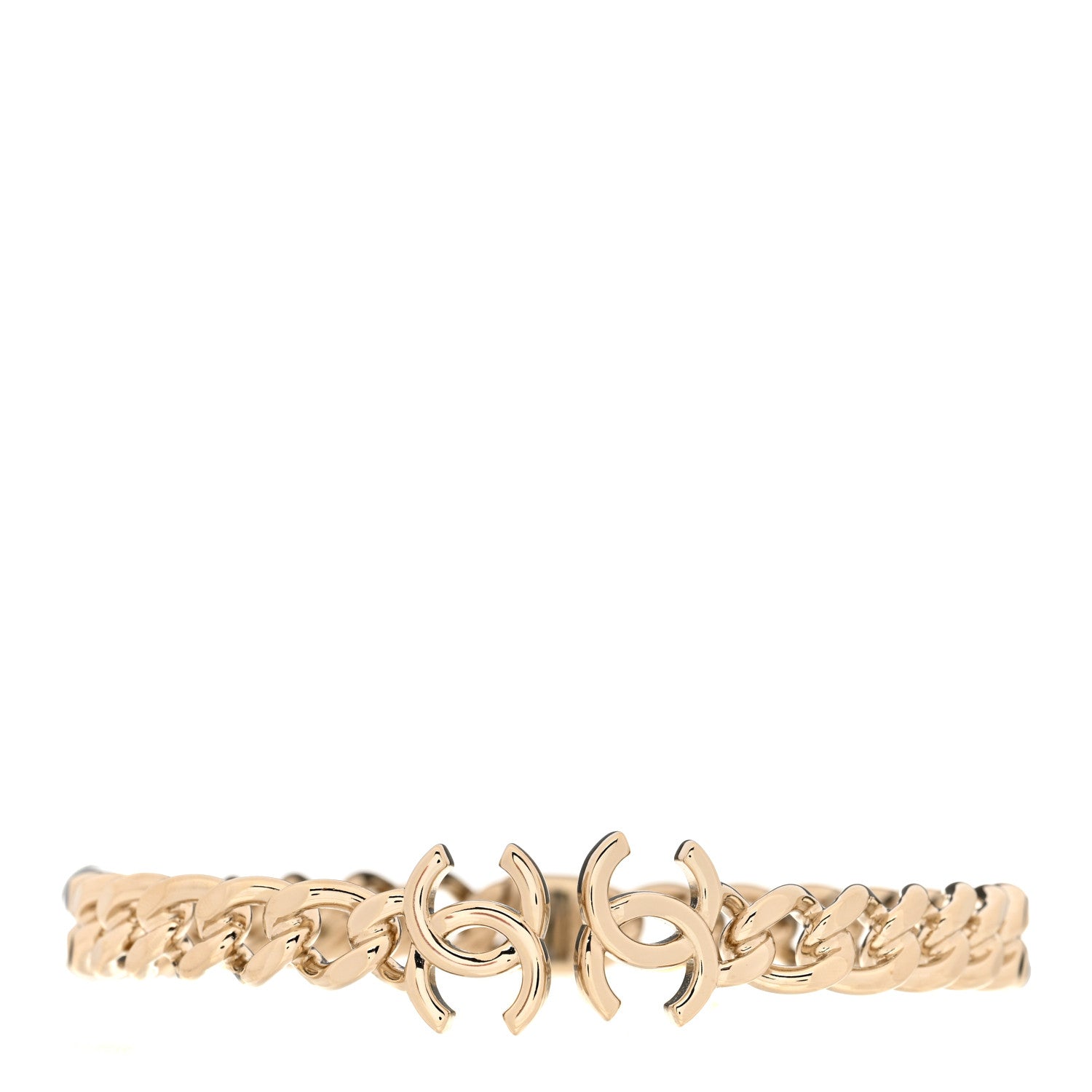 Chanel Metal CC Chain Link Choker Necklace M Gold 1 of 3