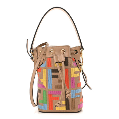 Fendi Canvas Vitello King F is Fendi FF Multicolor Embroidered Mini Mon Tresor Bucket Bag Multicolor Cuoio 1 of 11