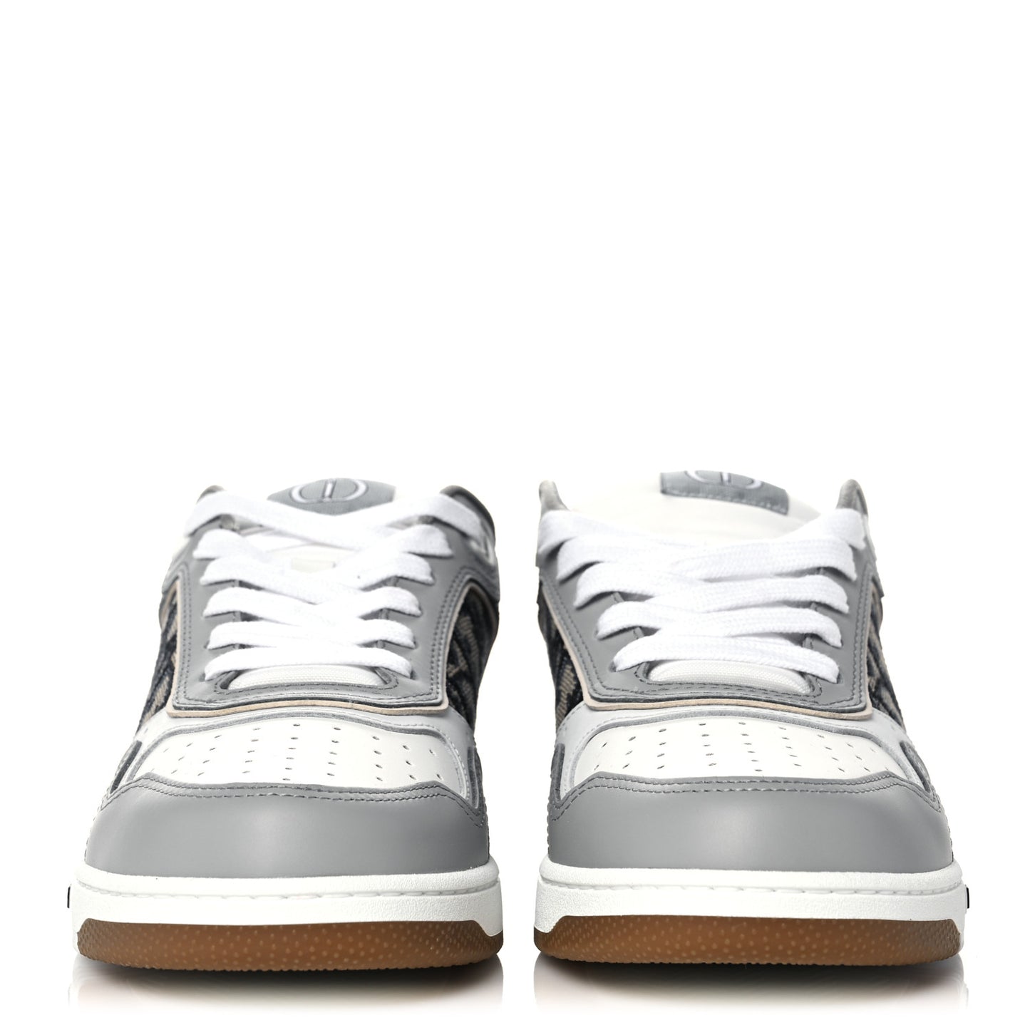 Smooth Calfskin Jacquard Oblique Mens B27 Low Top Sneakers 38 Beige Blue