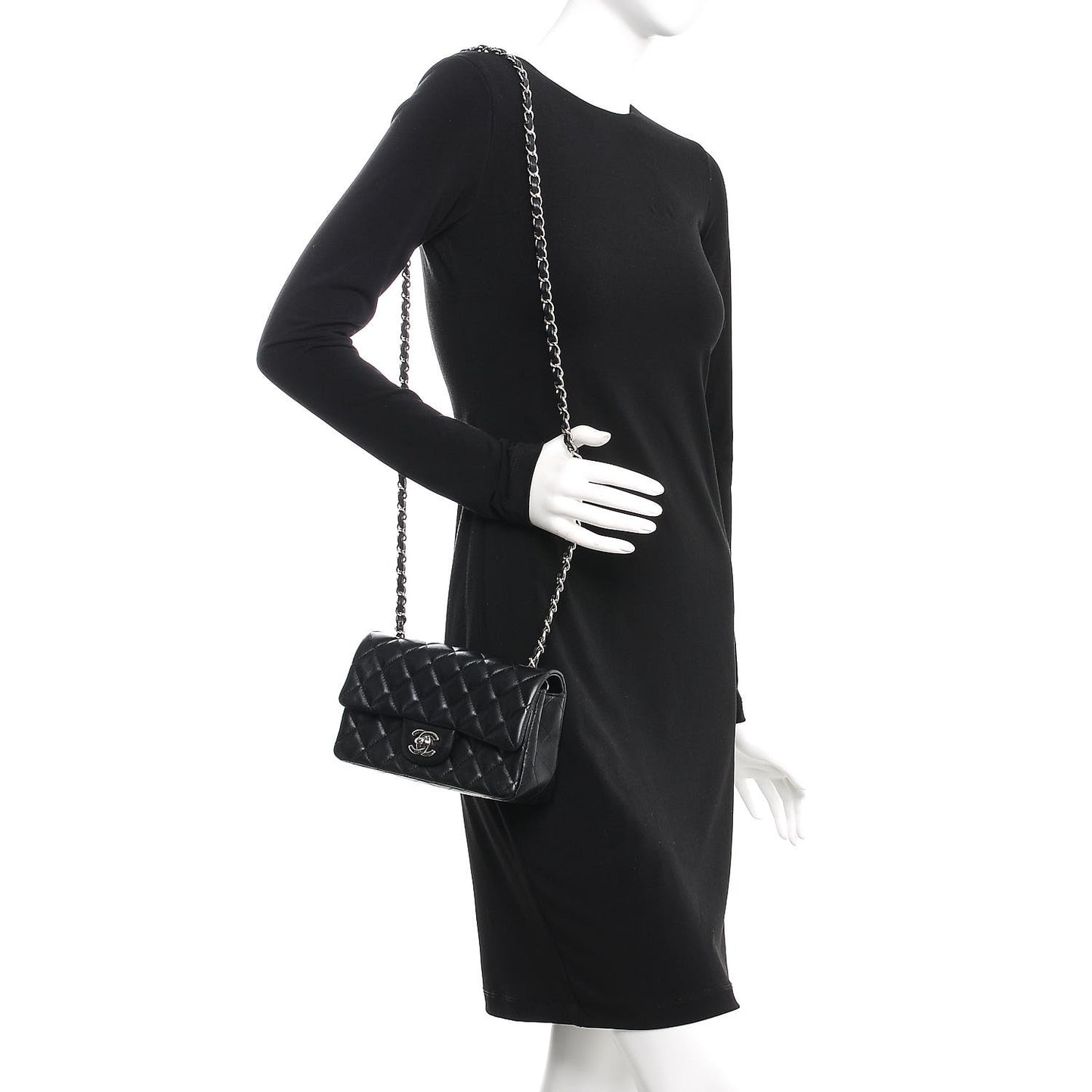 Lambskin Quilted Mini Rectangular Flap Black