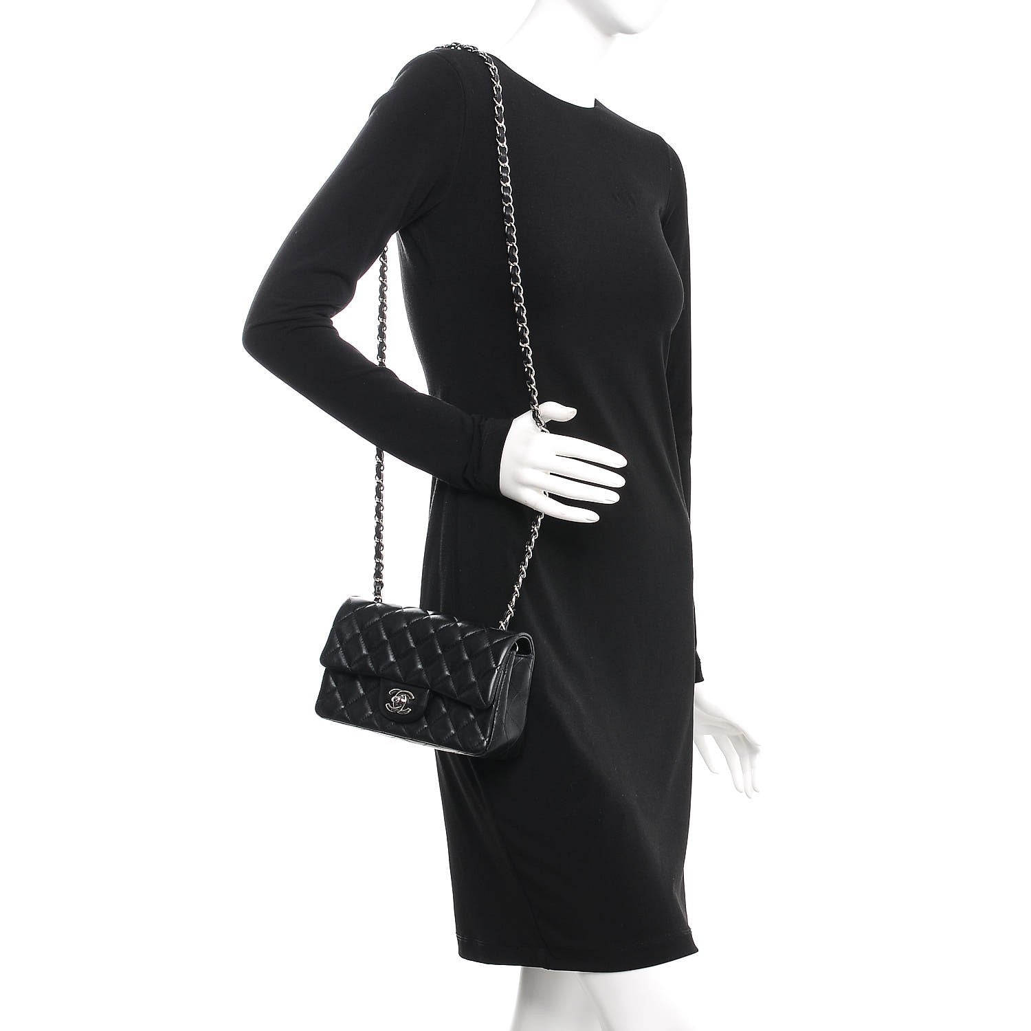 Chanel Lambskin Quilted Mini Rectangular Flap Black 2 of 8