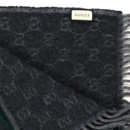Gucci Wool Angora Monogram Web New Nikky Scarf Lead Dark Green 3 of 3