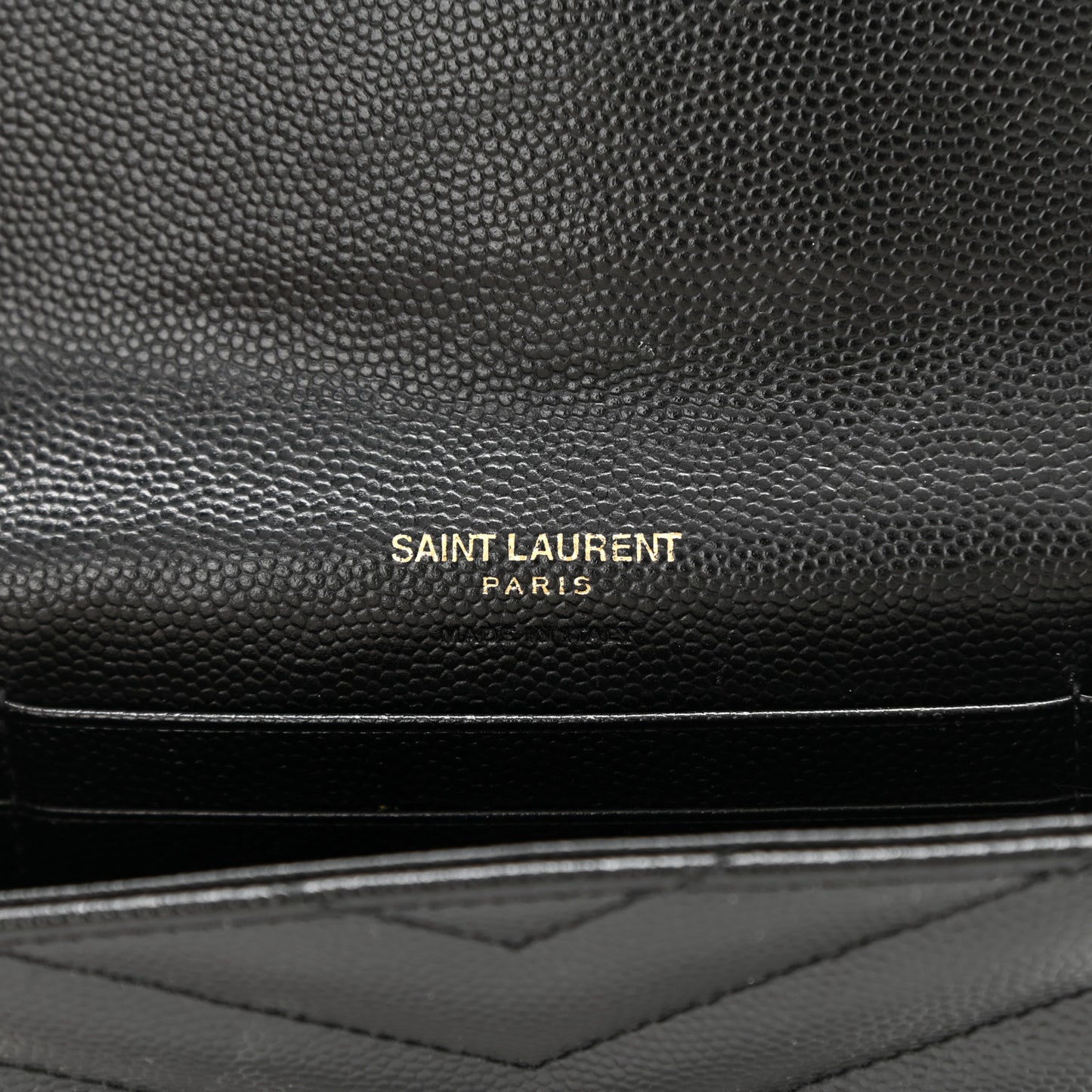 Grain De Poudre Matelasse Chevron Small Monogram Envelope Wallet Black