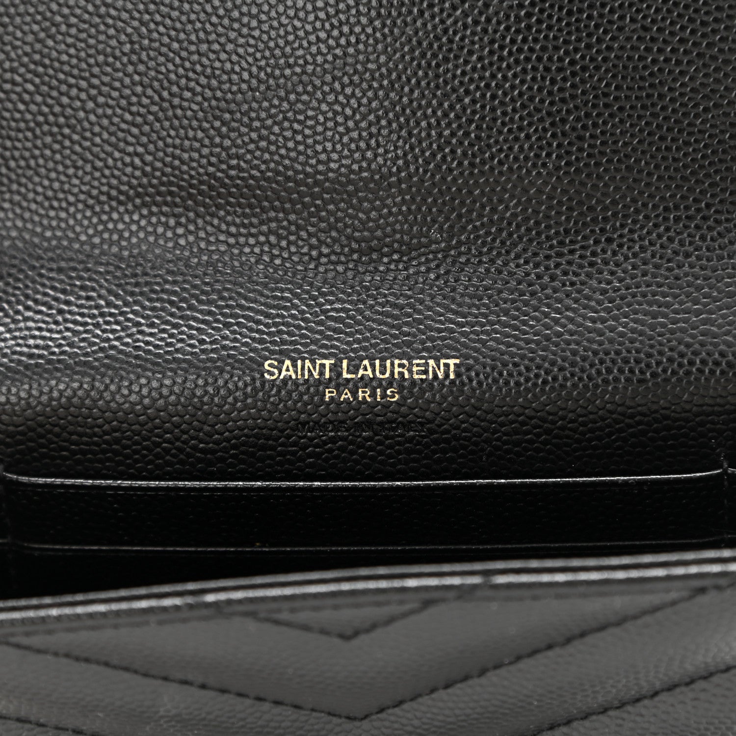 Saint Laurent Grain De Poudre Matelasse Chevron Small Monogram Envelope Wallet Black 6 of 7