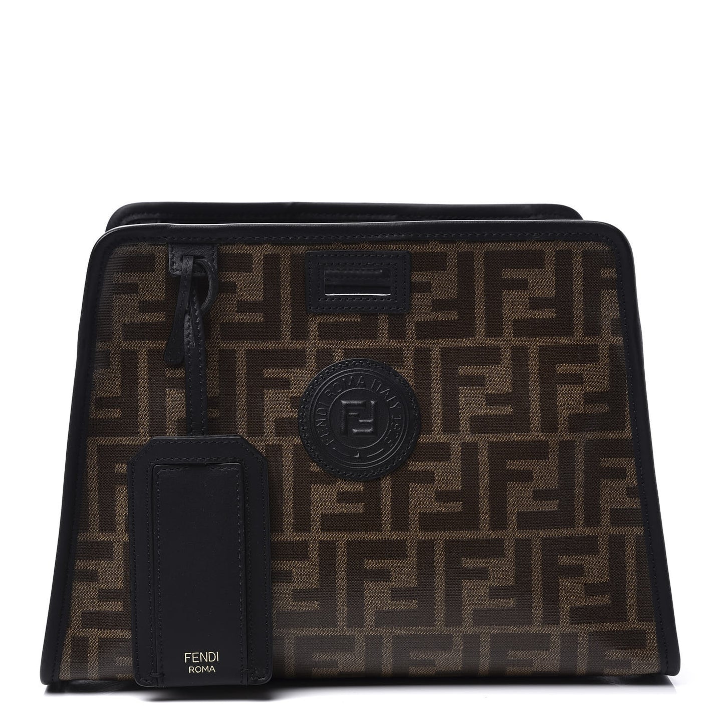 Glazed Fabric Vitello Century FF 1974 Stamp Patch Mini Peekaboo Defender Cover Mogano Panna Black