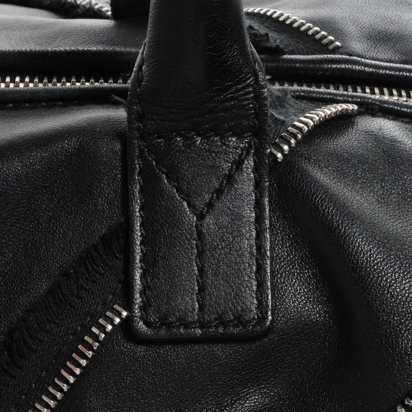 Coated Lambskin Easy Y Rock Zip Tote Black