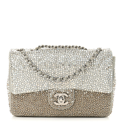 Chanel Suede Calfskin Crystal Mini Flap Grey 1 of 10