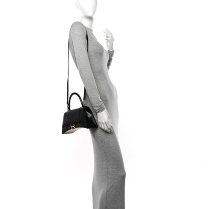Balenciaga Shiny Box Calfskin Small Hourglass Top Handle Bag Black 2 of 13