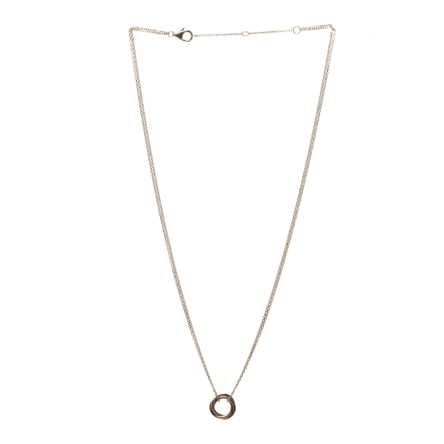 Cartier 18K Pink Yellow White Gold Trinity Double Chain Pendant Necklace 3 of 6