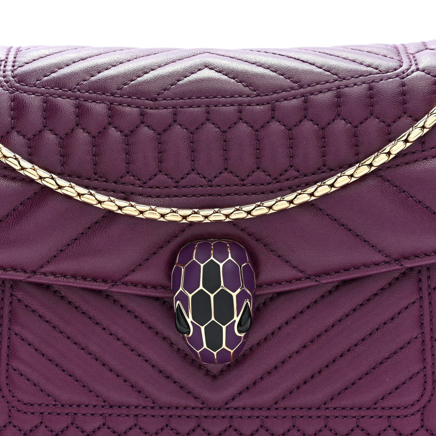 Bulgari Nappa Quilted Serpenti Forever Shoulder Bag Plum 8 of 10