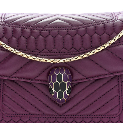Bulgari Nappa Quilted Serpenti Forever Shoulder Bag Plum 8 of 10