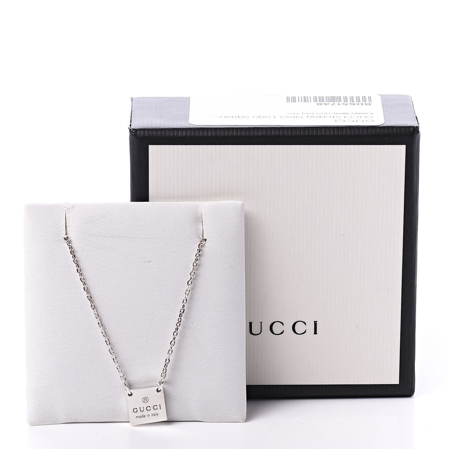 Sterling Silver Logo Square Tag Necklace