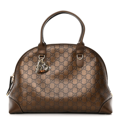Gucci Metallic Guccissima Heart Bit Charm Dome Satchel Bronze 1 of 13